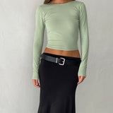 Xiabon Backless Long Sleeve Top in Desert Sage
