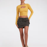 Zehra Long Sleeve Top in Rib Yolk Yellow
